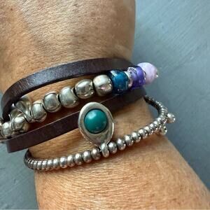 Uno de 50 Multi Strand Leather Beaded Bracelet